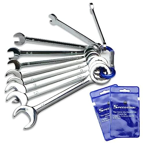 SPEEDWOX Mini Ignition Wrench Set Metric 10 Pcs 4mm-11mm Spanner Wrench | Rust-Resistant Chrome Finish thumbnail 1