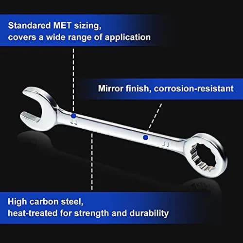 SPEEDWOX Mini Ignition Wrench Set Metric 10 Pcs 4mm-11mm Spanner Wrench | Rust-Resistant Chrome Finish thumbnail 2