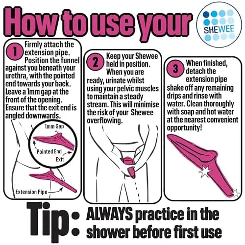 SHEWEE Flexi Female Urinal Funnel with Extension Pipe | Reusable, Portable, Pink (35g) thumbnail 5