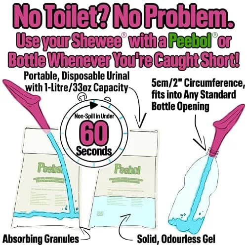 SHEWEE Flexi Female Urinal Funnel with Extension Pipe | Reusable, Portable, Pink (35g) thumbnail 7
