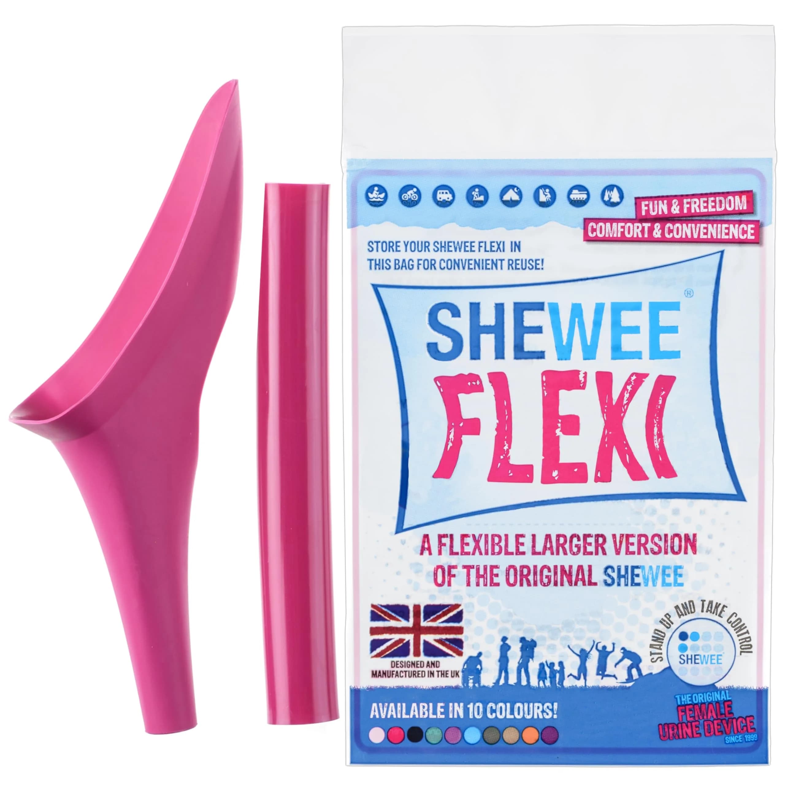 SHEWEE Flexi Female Urinal Funnel with Extension Pipe | Reusable, Portable, Pink (35g) — Pink