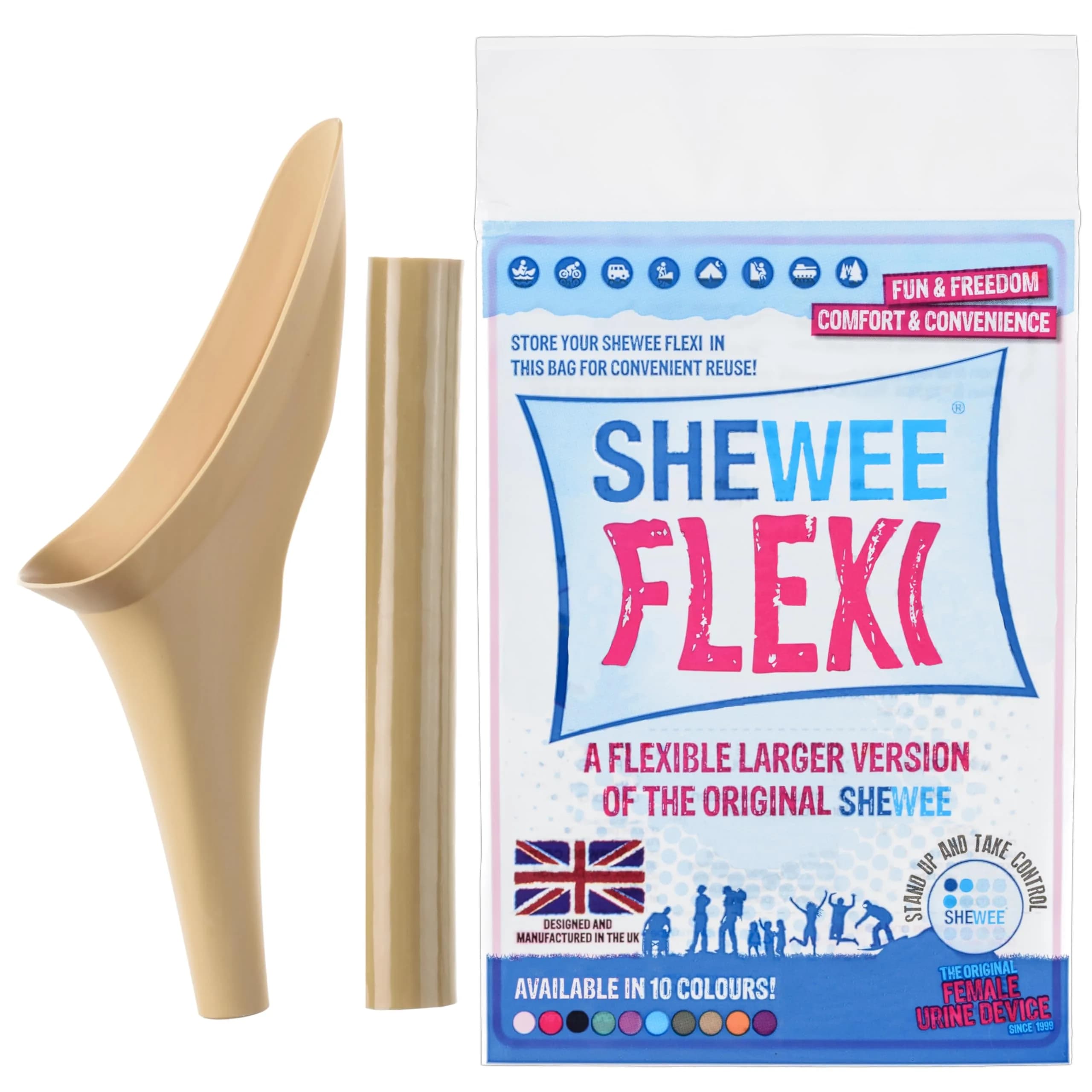 SHEWEE Flexi Female Urinal Funnel with Extension Pipe | Desert Sand, 35g (1.23oz) - main product image