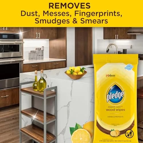 Pledge Pre-Moistened Wood Furniture Wipes, Lemon, 144 Count | Gentle, No Residue, Suitable for Sealed Wood & Surfaces thumbnail 3