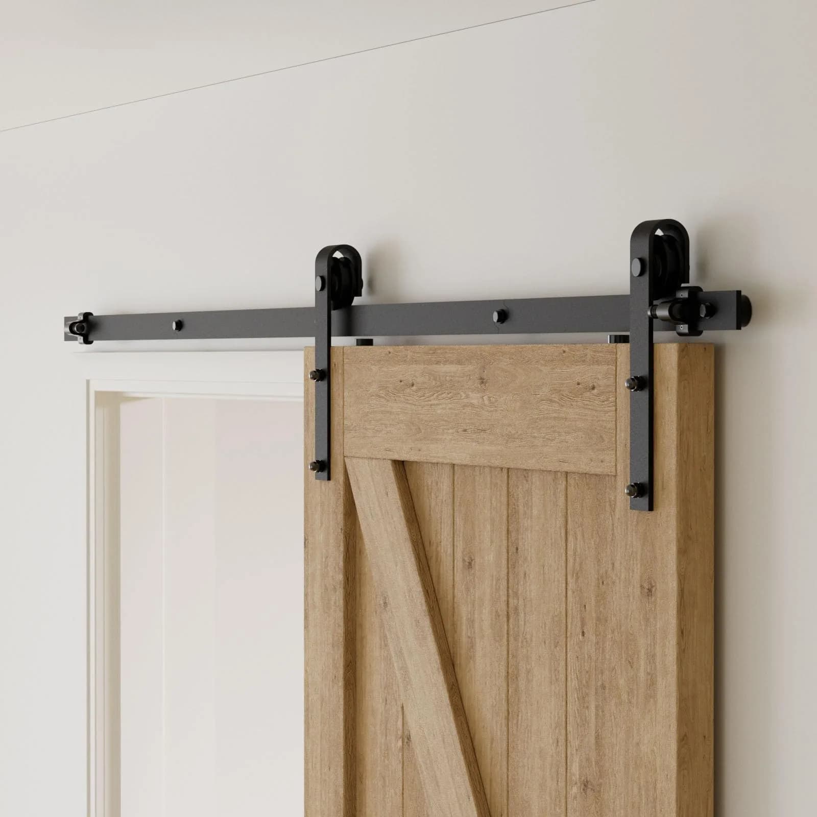 CCJH 9.6ft Sliding Barn Door Hardware Kit for Single Wooden Door | Max Fit 59'' Wide Door Panel - main product image