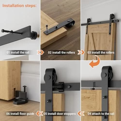 CCJH 9.6ft Sliding Barn Door Hardware Kit for Single Wooden Door | Max Fit 59'' Wide Door Panel thumbnail 4