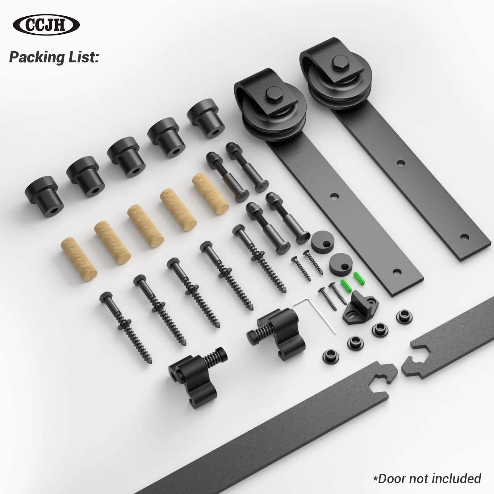 CCJH 9.6ft Sliding Barn Door Hardware Kit for Single Wooden Door | Max Fit 59'' Wide Door Panel - view 5