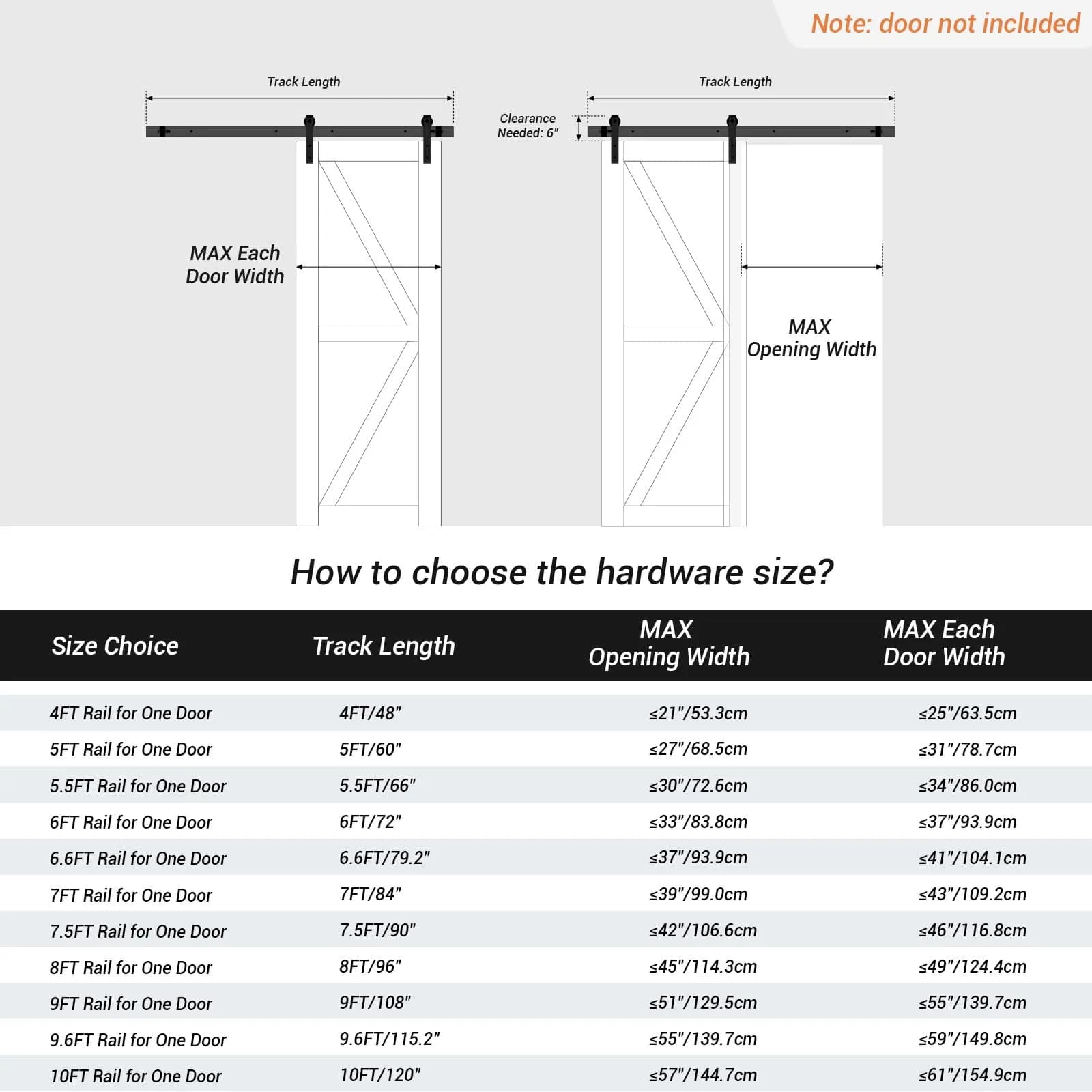 CCJH 9.6ft Sliding Barn Door Hardware Kit for Single Wooden Door | Max Fit 59'' Wide Door Panel - view 6