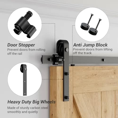 CCJH 9.6ft Sliding Barn Door Hardware Kit for Single Wooden Door | Max Fit 59'' Wide Door Panel thumbnail 7