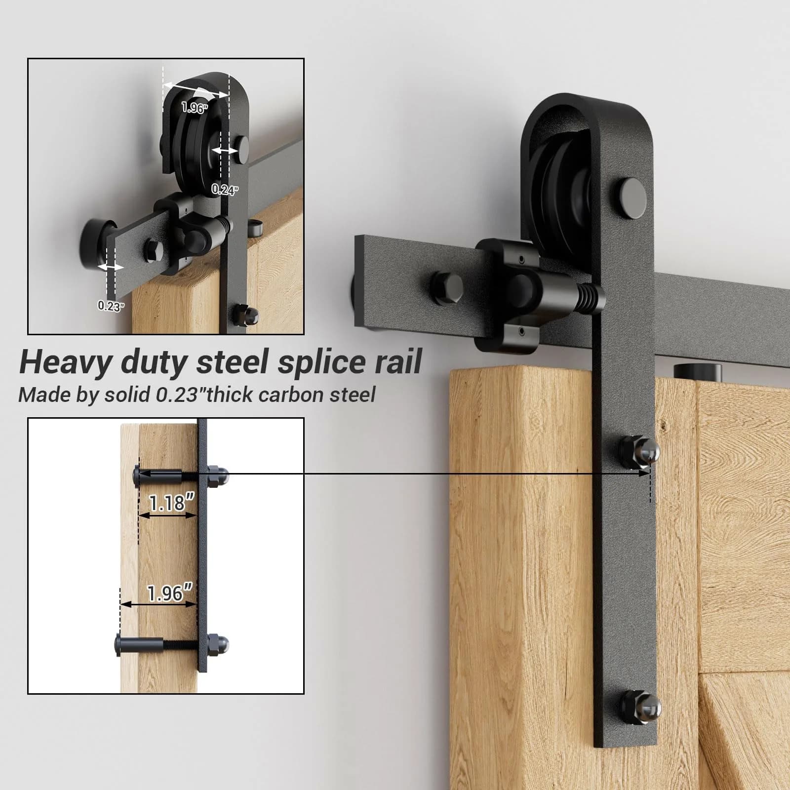 CCJH 9.6ft Sliding Barn Door Hardware Kit for Single Wooden Door | Max Fit 59'' Wide Door Panel - view 2