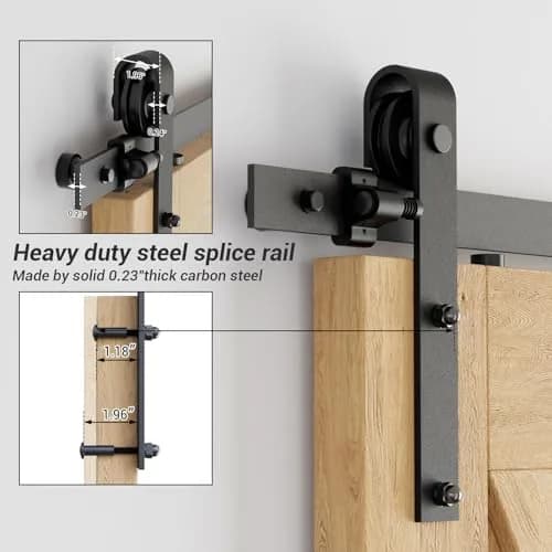 CCJH 9.6ft Sliding Barn Door Hardware Kit for Single Wooden Door | Max Fit 59'' Wide Door Panel thumbnail 2