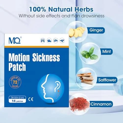MQ 28ct Motion Sickness Patches Non Drowsy | Waterproof Behind Ear Relief (70-120c) thumbnail 3