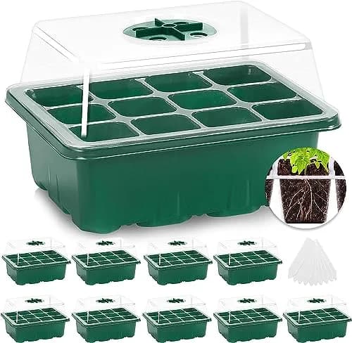 MIXC 10 Pack Seed Starter Tray with Humidity Dome, 120 Cells | Reusable Green Planter Kit thumbnail 1