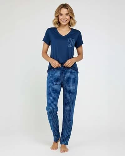 Real Essentials Women's Pajama Sets Short Sleeve | Silky Soft, Relaxed Fit, 2-Pack, US Sizing thumbnail 2
