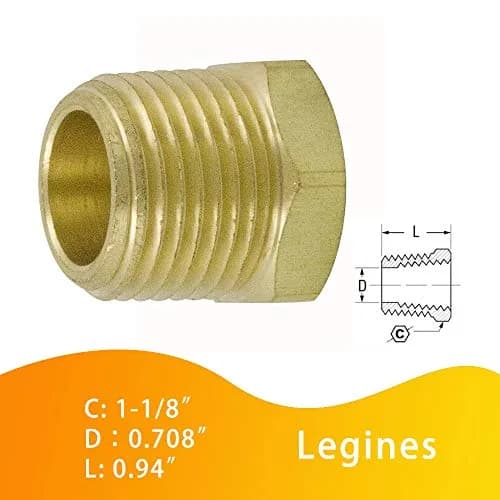 Legines NPT Bushing 3/4" Male x 3/8" Female | Brass Pipe Fitting for High-Pressure Use thumbnail 4
