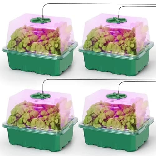 MIXC 4 Pack Seed Starter Kit with Grow Light, Vented Humidity Dome, Green | Full Spectrum LED for Indoor Gardening thumbnail 1