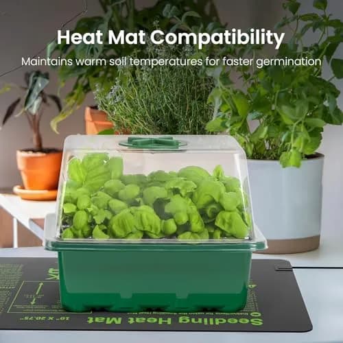 MIXC 4 Pack Seed Starter Kit with Grow Light, Vented Humidity Dome, Green | Full Spectrum LED for Indoor Gardening thumbnail 3