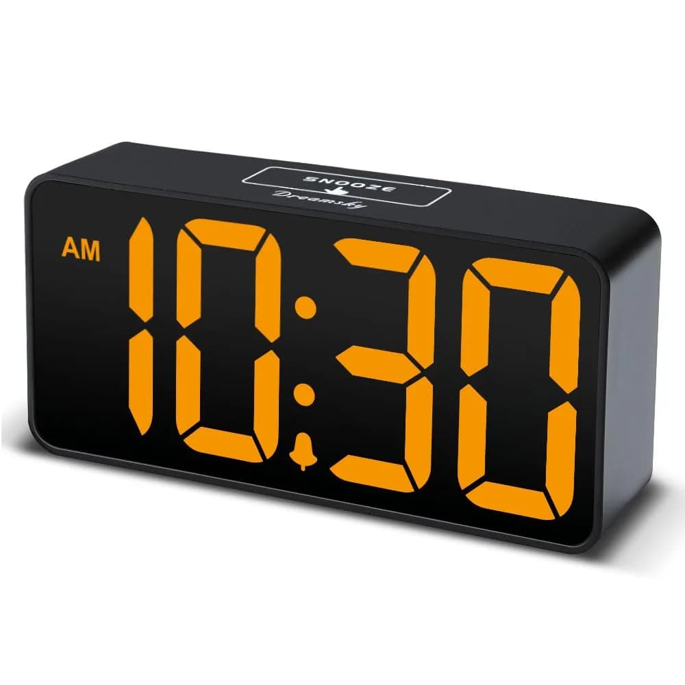 DreamSky Small Digital Alarm Clock for Bedroom with Large Big Numbers | Bright 2-inch LED Display, Adjustable Alarm & USB Charging