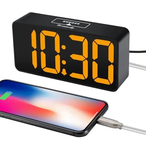 DreamSky Small Digital Alarm Clock for Bedroom with Large Big Numbers | Bright 2-inch LED Display, Adjustable Alarm & USB Charging thumbnail 4