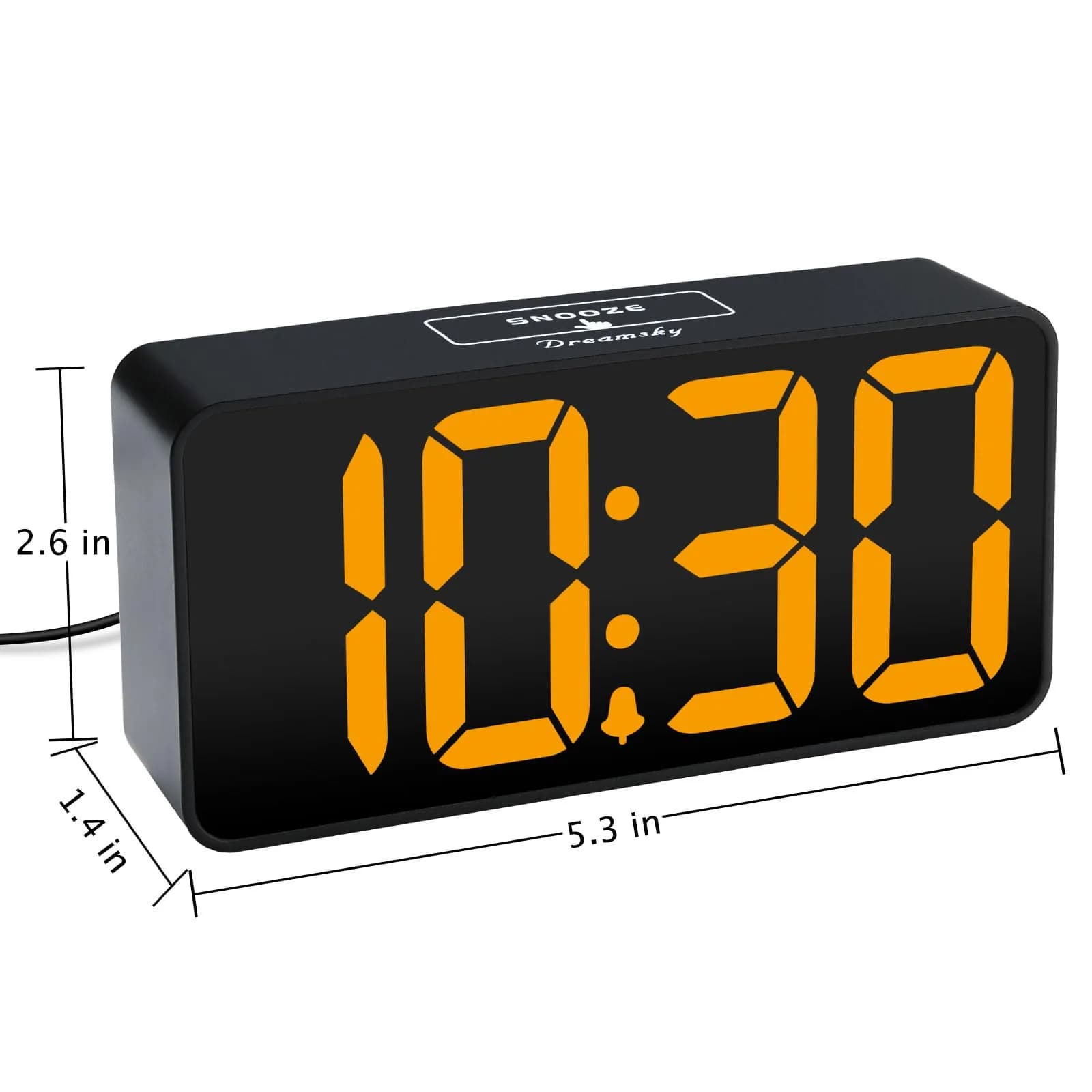 DreamSky Small Digital Alarm Clock for Bedroom with Large Big Numbers | Bright 2-inch LED Display, Adjustable Alarm & USB Charging - view 7
