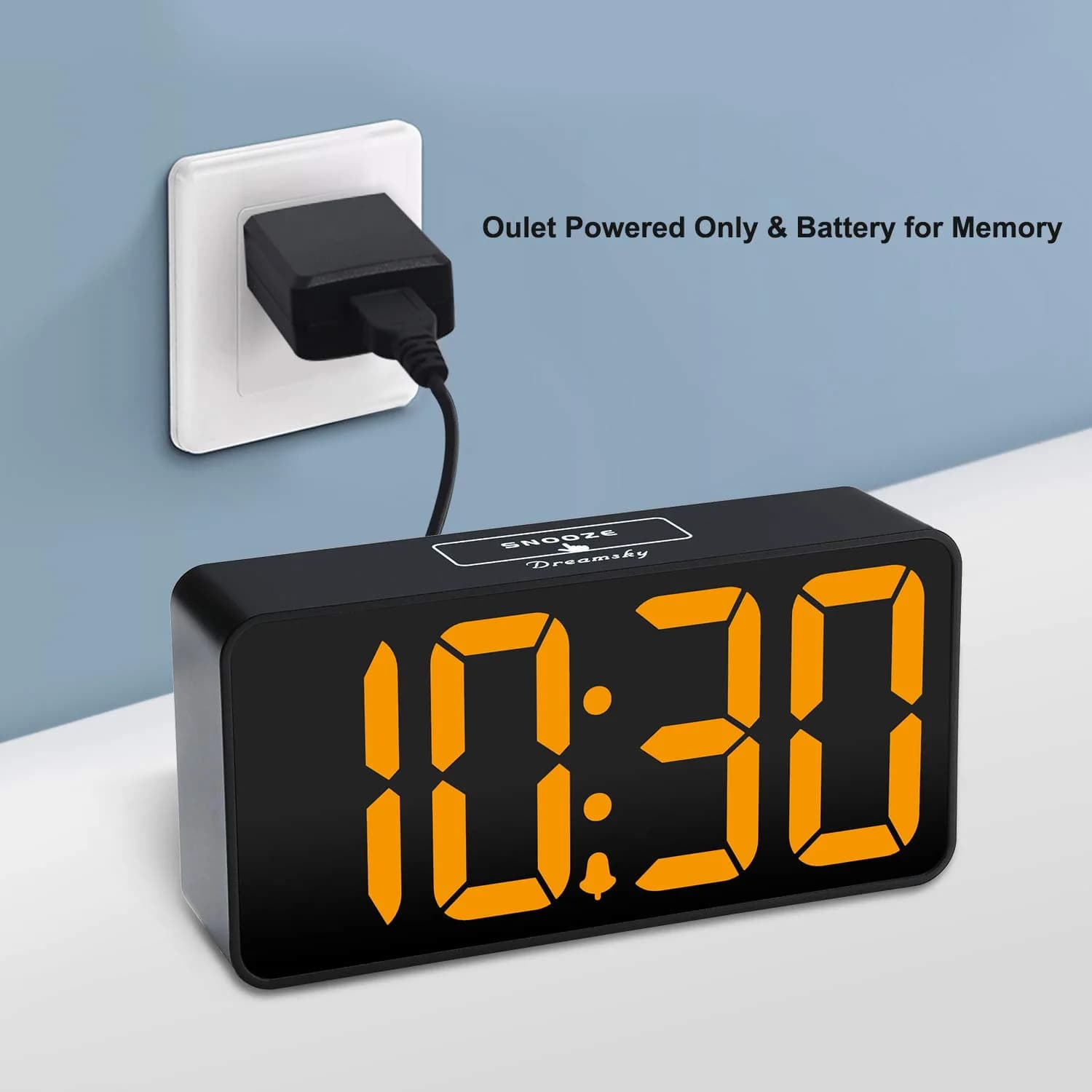 DreamSky Small Digital Alarm Clock for Bedroom with Large Big Numbers | Bright 2-inch LED Display, Adjustable Alarm & USB Charging - view 2