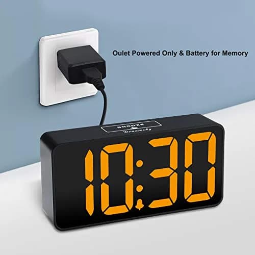 DreamSky Small Digital Alarm Clock for Bedroom with Large Big Numbers | Bright 2-inch LED Display, Adjustable Alarm & USB Charging thumbnail 2