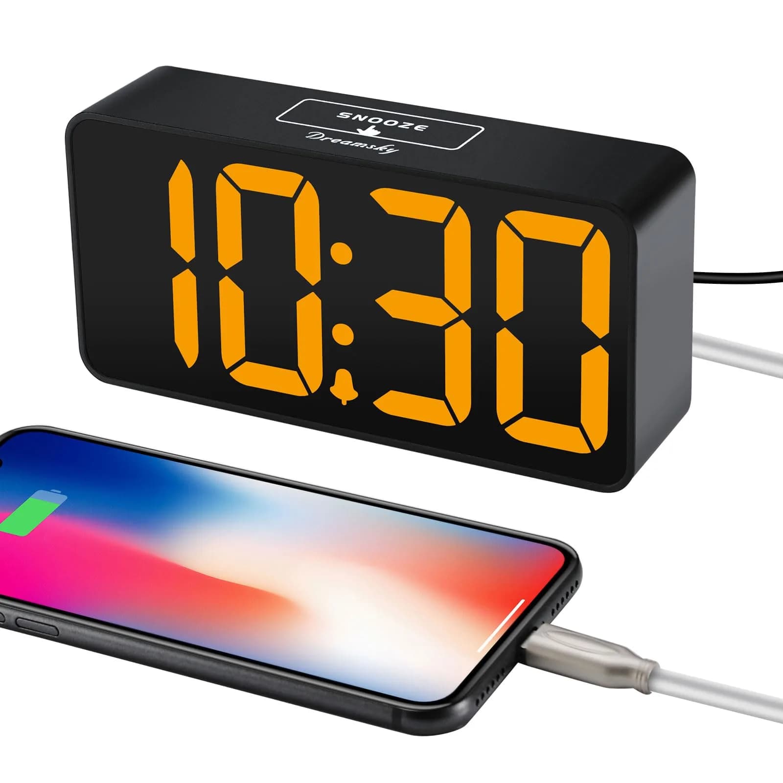 DreamSky Small Digital Alarm Clock for Bedroom with Large Big Numbers | Bright 2-inch LED Display, Adjustable Alarm & USB Charging - view 4
