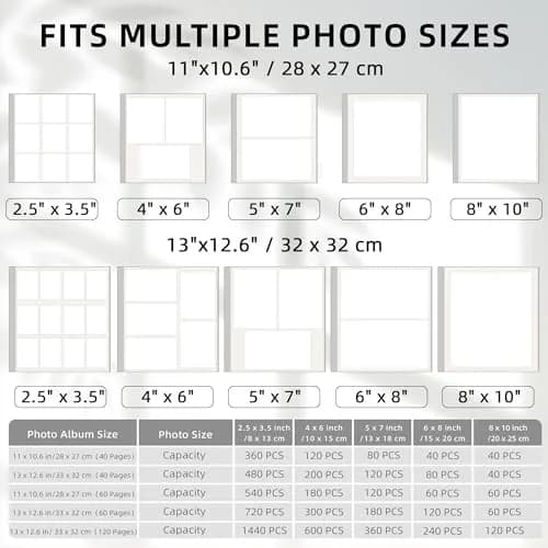 Vienrose Self Adhesive Photo Album 11"x10.6" | Linen Scrapbook for 4x6 & 8x10 Photos, 40 Pages thumbnail 6