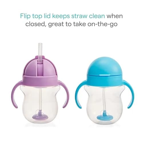 Munchkin Any Angle Sippy Cups for Toddlers 2 Pack | Spill Proof Weighted Straw with Handles thumbnail 3