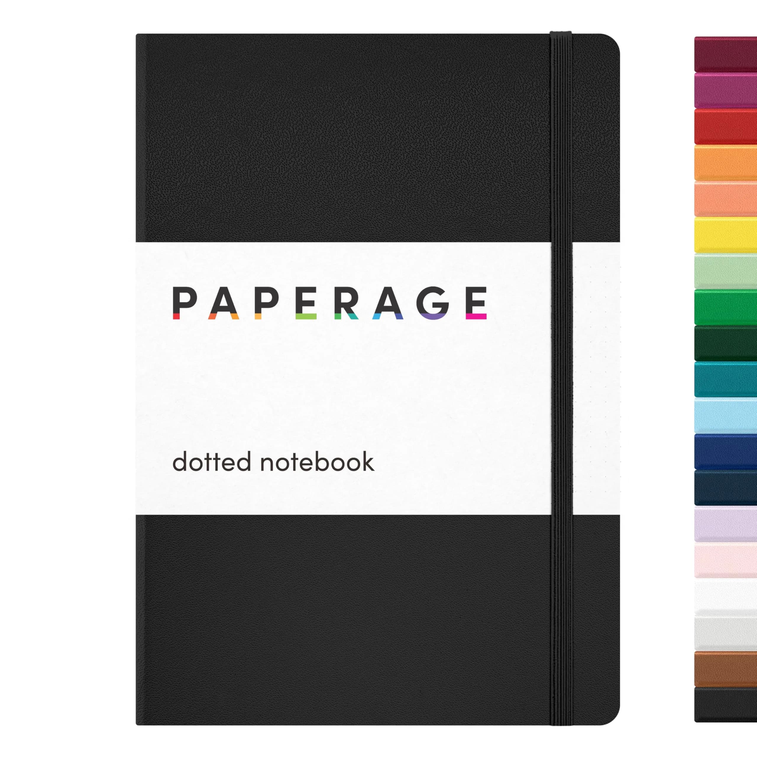 PAPERAGE Dotted Journal Notebook, Black, Medium 5.6 in x 8 in (160 Pages, 100 GSM) | Acid-Free Paper for Bullet Journaling - main product image