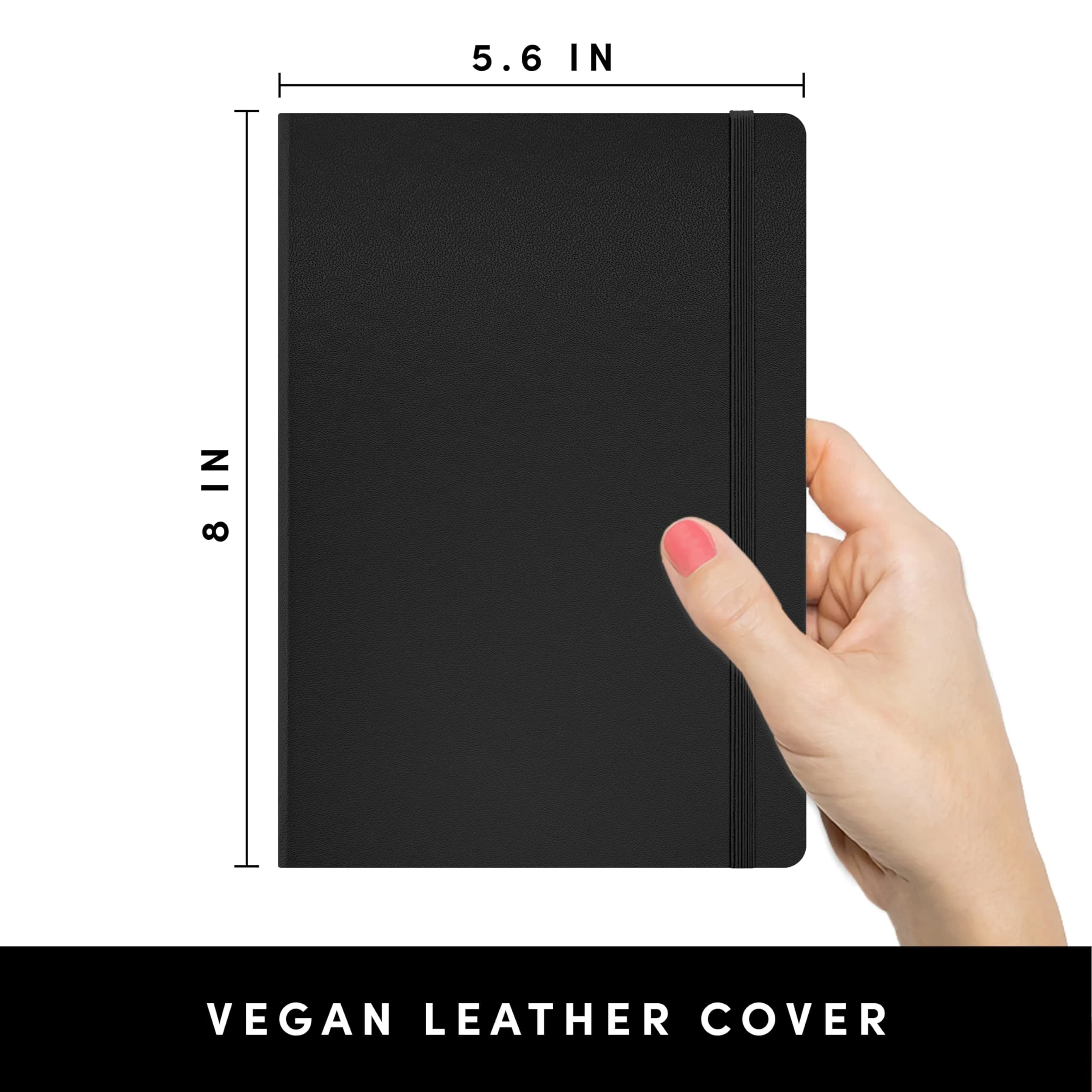 PAPERAGE Dotted Journal Notebook Medium (5.6 x 8 in) - Classic Black Cover | Acid-Free Paper - view 2