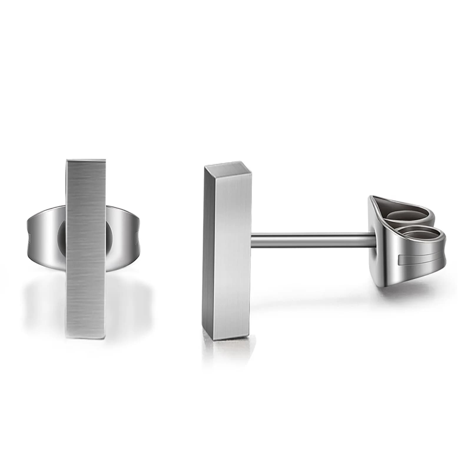 TGNEL Titanium Rectangle Bar Stud Earrings for Men & Women | 10mm (0.39in)