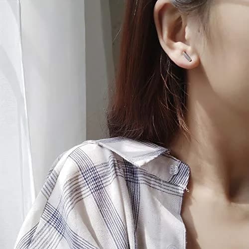 TGNEL Titanium Rectangle Bar Stud Earrings for Men & Women | 10mm (0.39in) thumbnail 3