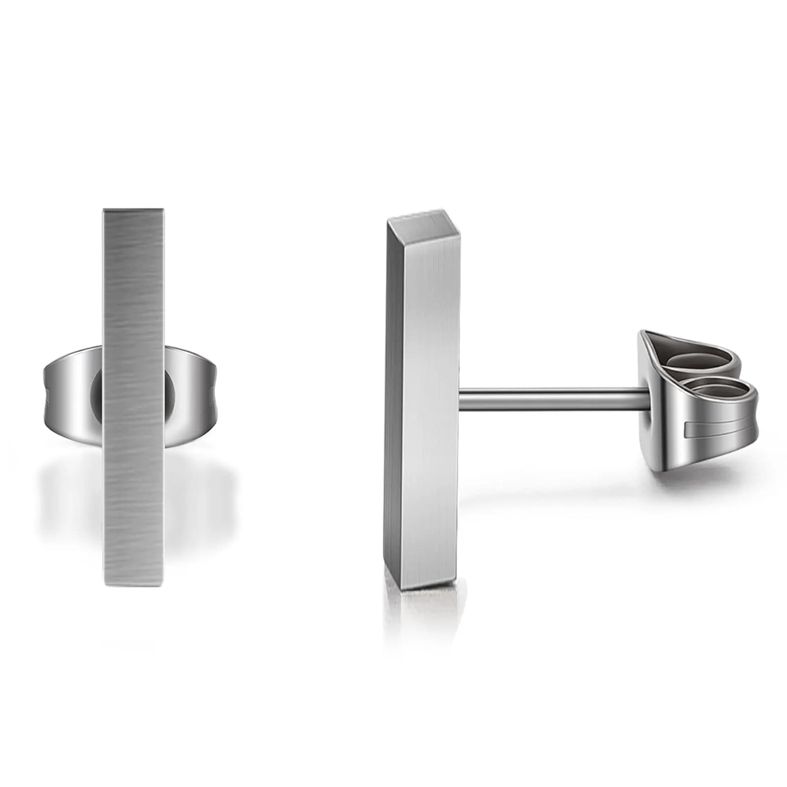 TGNEL Titanium Long Rectangle Bar Stud Earrings | Hypoallergenic for Sensitive Ears — Long Rectangle