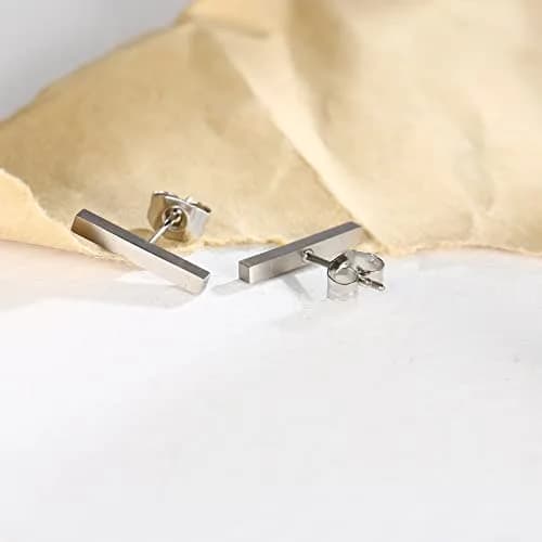 TGNEL Titanium Long Rectangle Bar Stud Earrings | Hypoallergenic for Sensitive Ears thumbnail 6