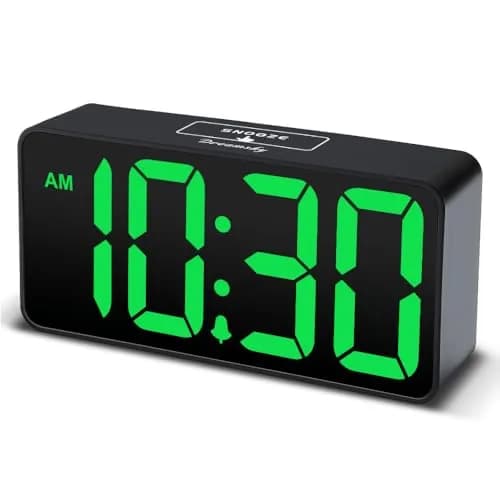 DreamSky Small Digital Alarm Clock with Large Green LED Numbers & USB Charging Port | Bedside Table Clock with Dimmer & Snooze thumbnail 1