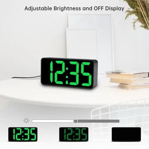 DreamSky Small Digital Alarm Clock with Large Green LED Numbers & USB Charging Port | Bedside Table Clock with Dimmer & Snooze thumbnail 3