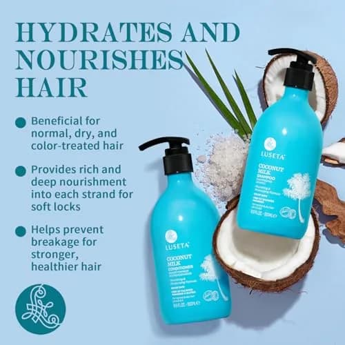 L LUSETA Coconut Oil Shampoo and Conditioner for Dry Hair 16.9oz*2 | Nourishing Hydration with Natural Oils thumbnail 4