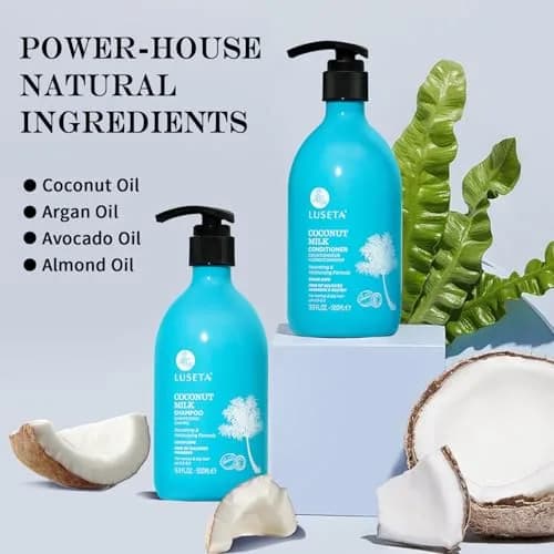 L LUSETA Coconut Oil Shampoo and Conditioner for Dry Hair 16.9oz*2 | Nourishing Hydration with Natural Oils thumbnail 2