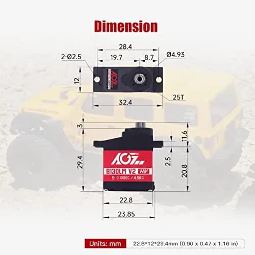 AGFRC 4.5kg Titanium Gear Sub-Micro RC Servo (B13DLM V2) | High Precision Digital Micro Servo for RC Vehicles thumbnail 5