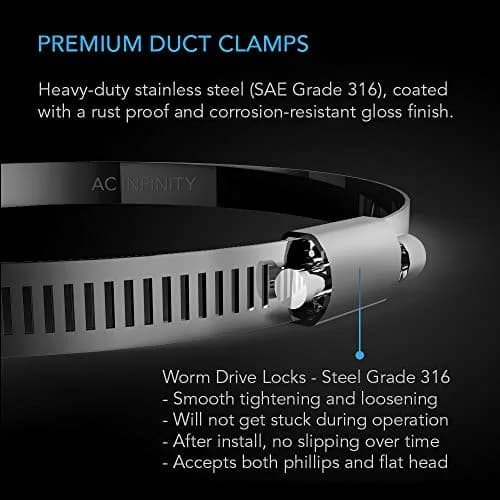 AC Infinity Stainless Steel Duct Clamps 8" | Heavy-Duty Ducting Connectors, Rustproof, 2-Pack thumbnail 2