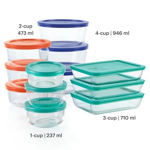 Pyrex Simply Store Glass Food Storage Containers Set 12-Pack | Airtight & Leak Resistant for Kitchen Pantry thumbnail 2