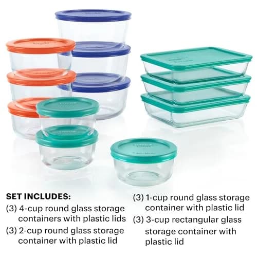 Pyrex Simply Store Glass Food Storage Containers Set 12-Pack | Airtight & Leak Resistant for Kitchen Pantry thumbnail 3