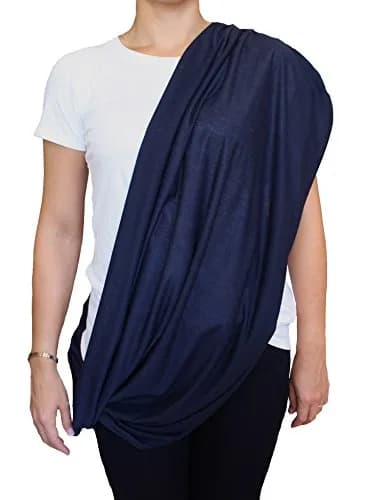 LK Baby Nursing Scarf for Breastfeeding Privacy Cover Infinity Scarf Soft, Navy Blue thumbnail 6