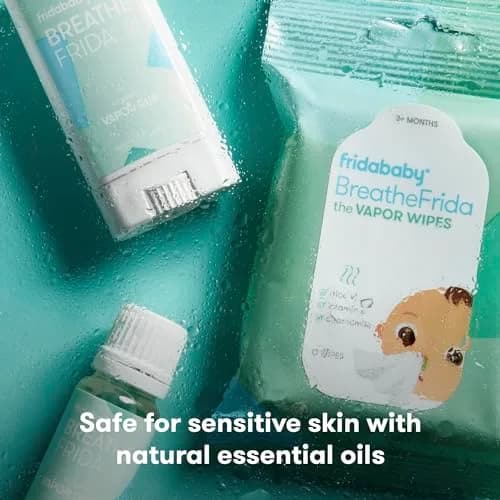 Frida Baby Breathe Easy Kit, 3-Piece Sick Day Essentials Set with Vapor Wipes, Rub & Drops | Natural Congestion Relief for Infants thumbnail 5