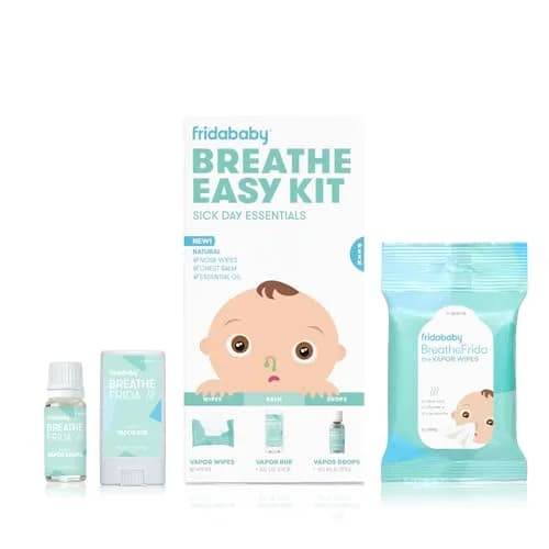 Frida Baby Breathe Easy Kit, 3-Piece Sick Day Essentials Set with Vapor Wipes, Rub & Drops | Natural Congestion Relief for Infants thumbnail 1