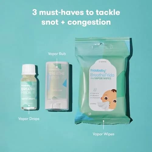 Frida Baby Breathe Easy Kit, 3-Piece Sick Day Essentials Set with Vapor Wipes, Rub & Drops | Natural Congestion Relief for Infants thumbnail 2