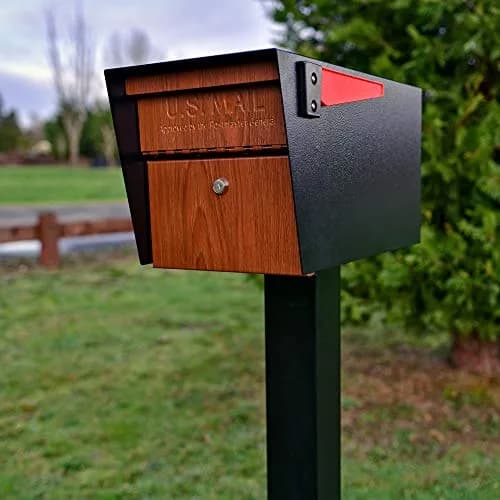 Mail Boss Mail Manager Locking Post Mount Mailbox | USPS Approved, Wood Grain Finish, Heavy-Gauge Steel thumbnail 6