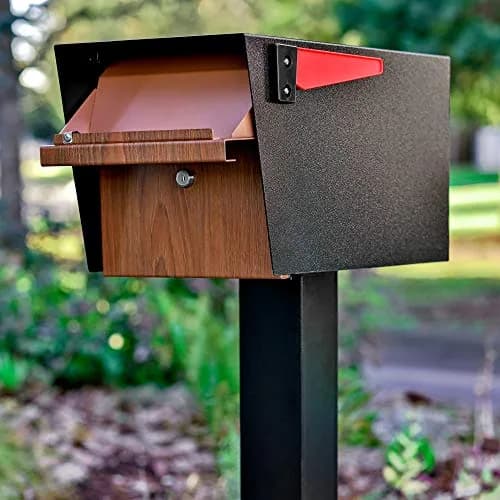 Mail Boss Mail Manager Locking Post Mount Mailbox | USPS Approved, Wood Grain Finish, Heavy-Gauge Steel thumbnail 8