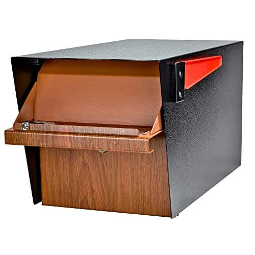 Mail Boss Mail Manager Locking Post Mount Mailbox | USPS Approved, Wood Grain Finish, Heavy-Gauge Steel thumbnail 3