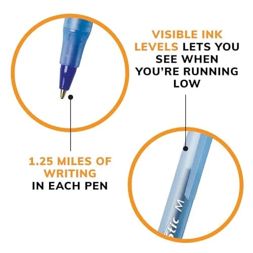 BIC Round Stic Xtra Life Assorted Ink Ballpoint Pens, 60-Count, 1.0mm Medium Point | Smooth Writing for Students & Office thumbnail 6